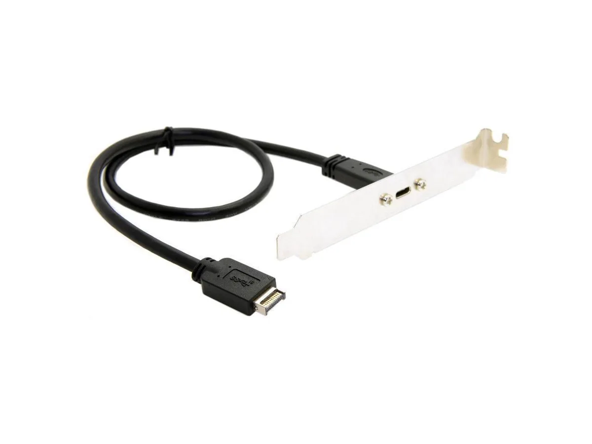 BUCIER BUCIER USB 3.1 Header Male to USB-C Female Extension Cable 50cm with Back Panel Mount Bracket — product photo