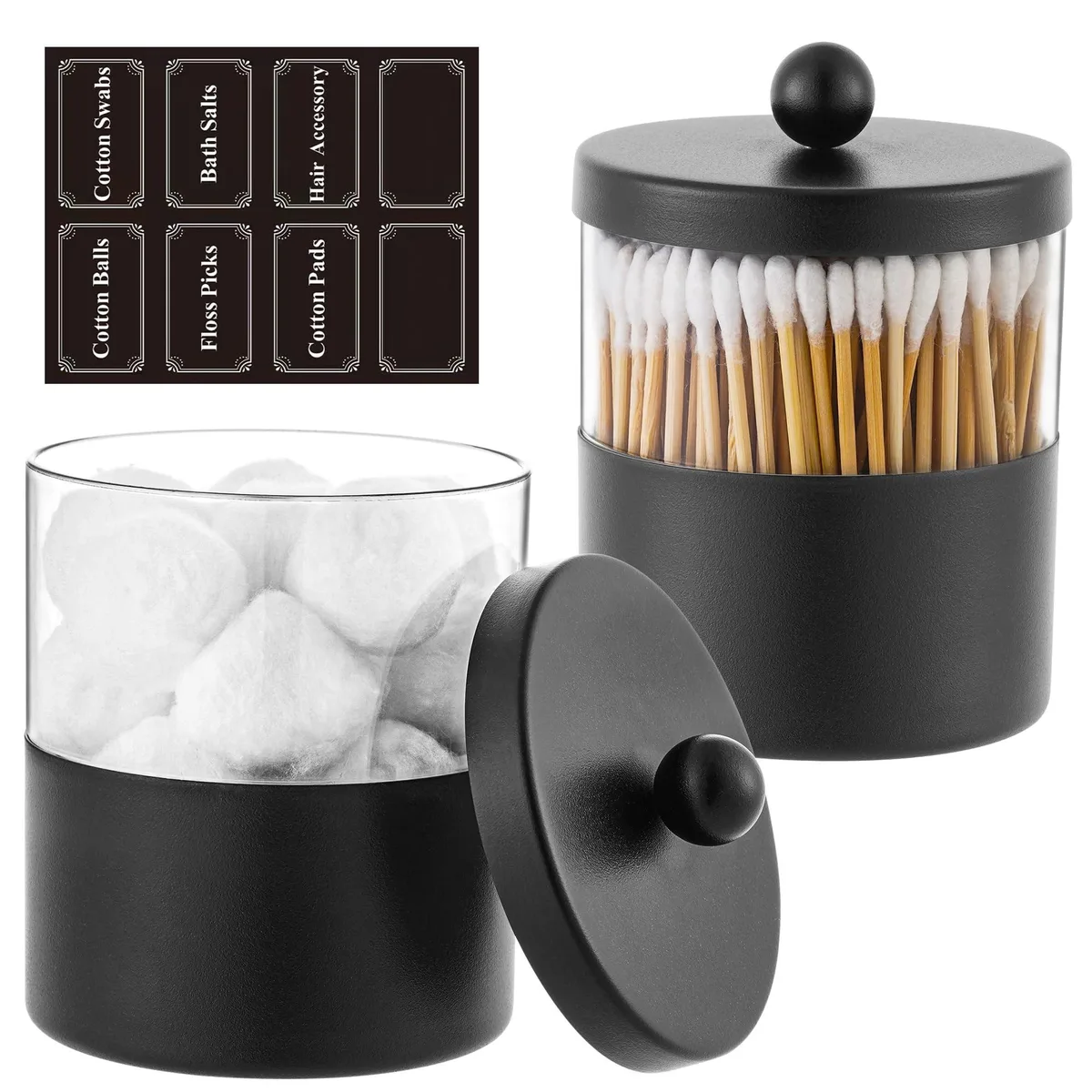  Gaussra 4012 Black Apothecary Jar 10 oz Stainless Steel Bath Storage — product photo