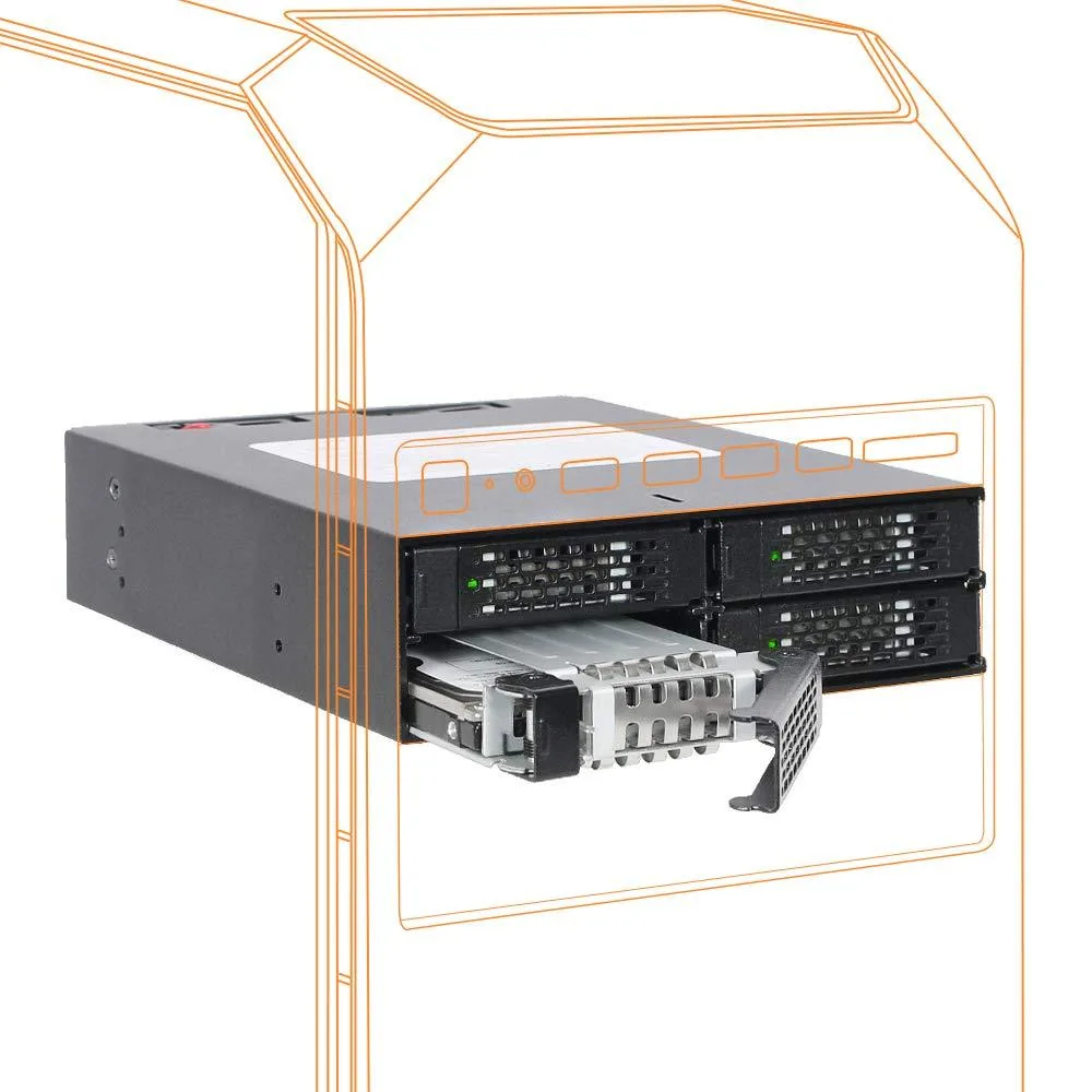 LORDWORLD LORDWORLD 4 x 2.5 SAS/SATA Mobile Rack 5.25 Bay Fan Control — product photo
