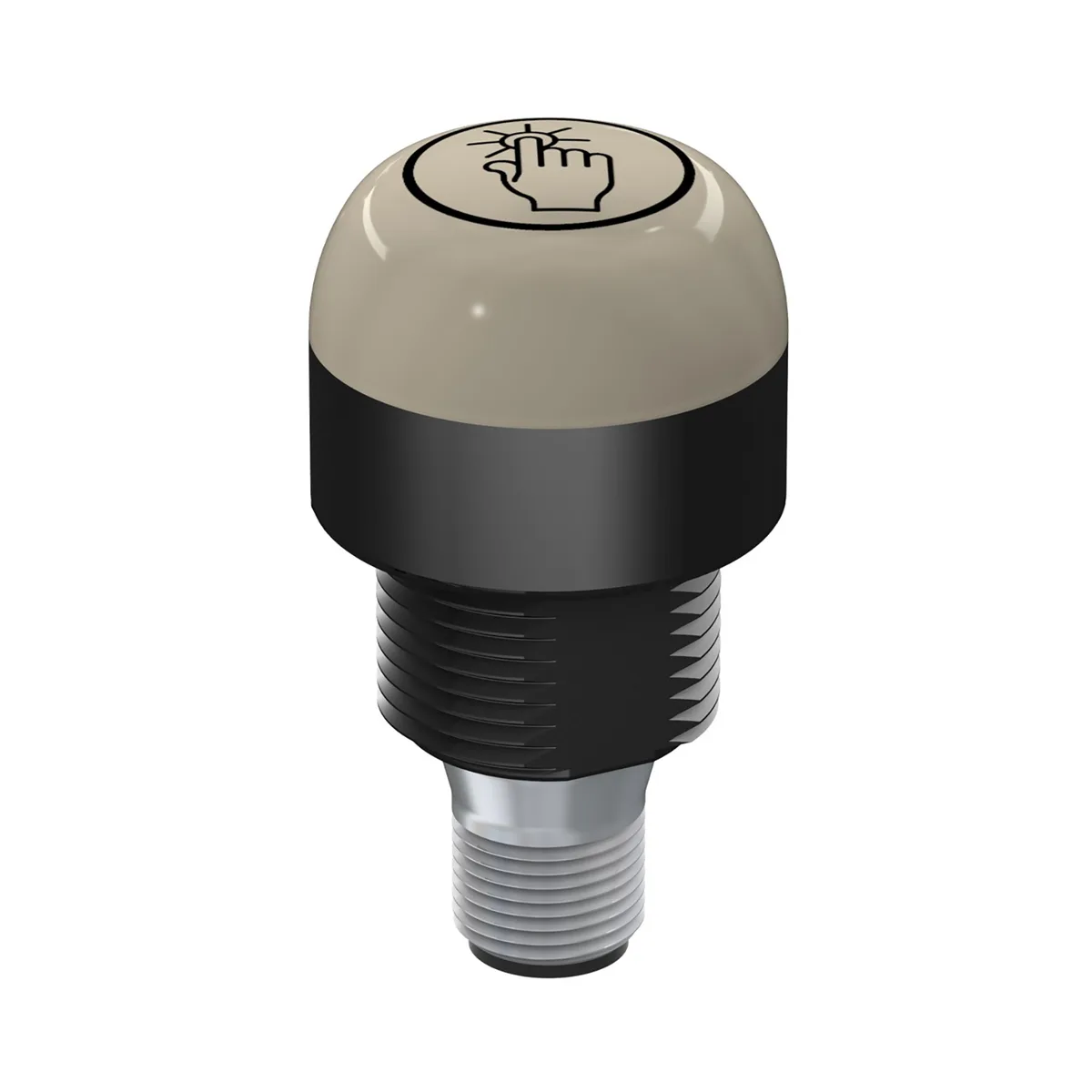 Black 30 mm dome touch button with blue illumination and M12 connector