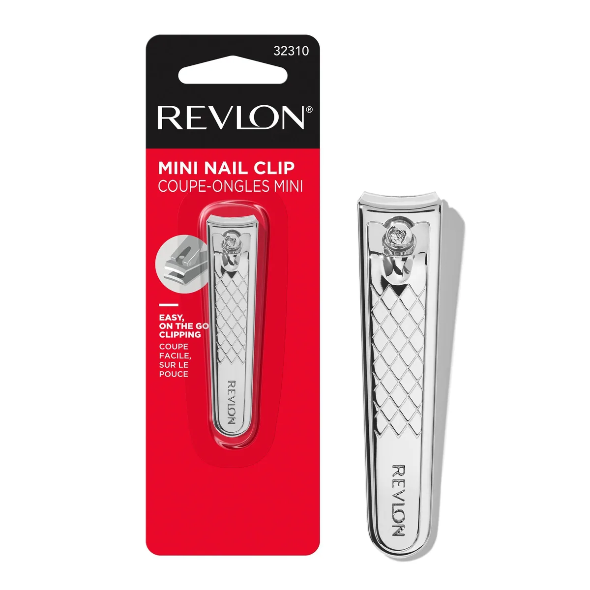 Small silver nail clipper with foldaway file, blue accent