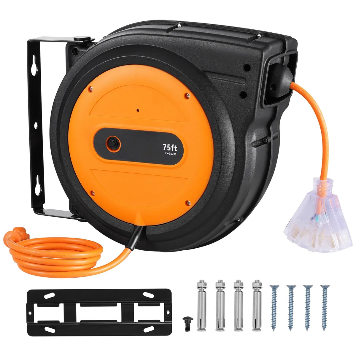 VEVOR VEVOR Retractable Extension Cord Reel 75 ft 14AWG 13A 180° Swivel Bracket — product photo