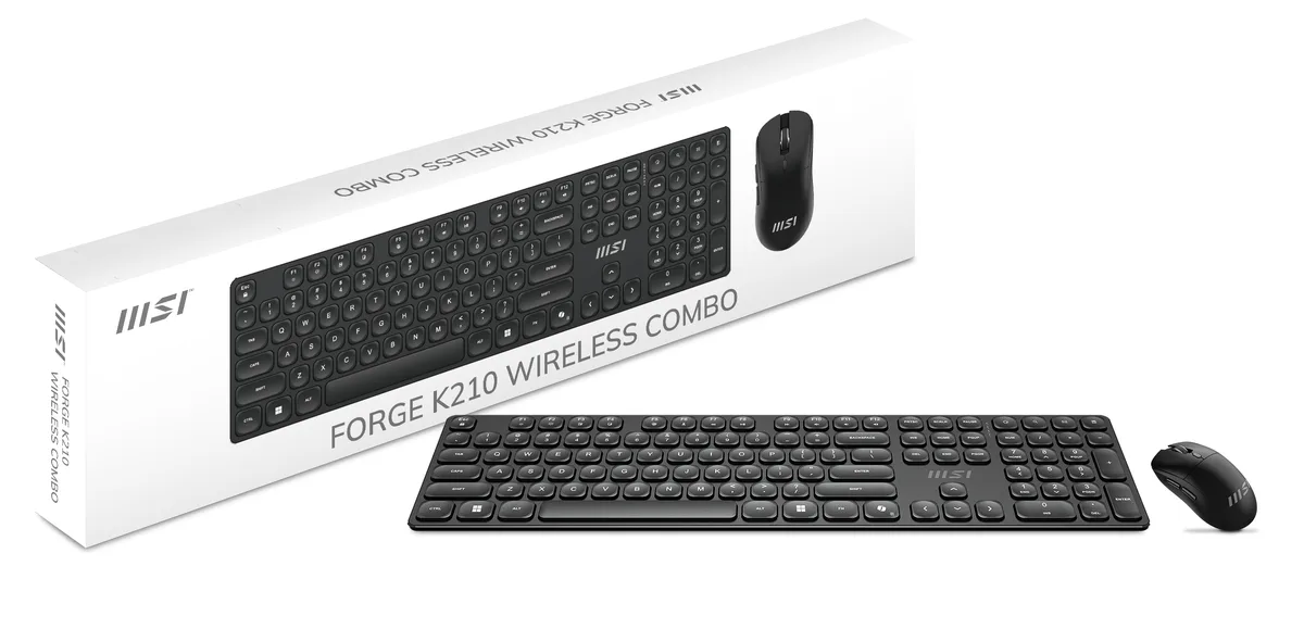 MSI MSI FORGEK210W Wireless Keyboard &amp; Mouse Combo - 2.4 GHz, 120h KB / 30h Mouse, 1600 DPI, Black — product photo