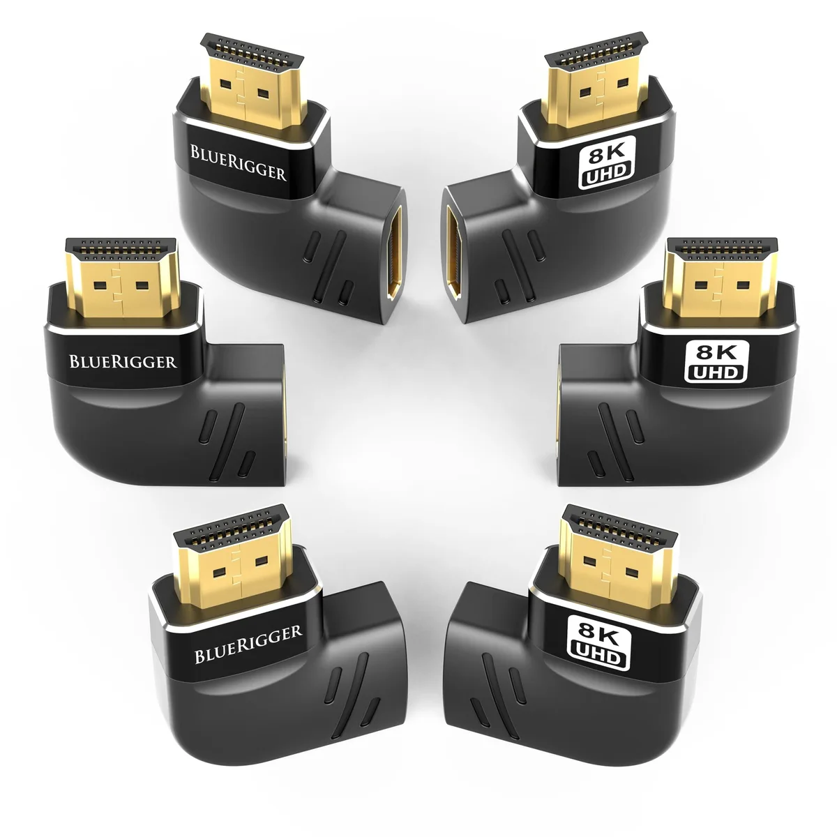 BlueRigger LLC BlueRigger HDMI 90 and 270 Degree Adapter 6-Pack 2 in 1 Accessories — product photo
