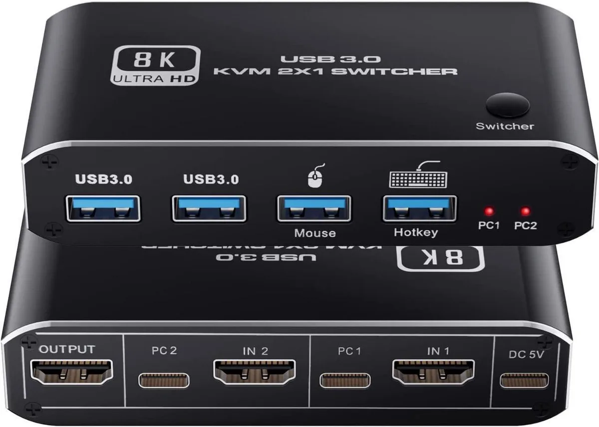 Vszerda Vszerda 2-Port HDMI 2.1 KVM Switch 8K 60Hz 4K 120Hz 2 in 1 Out — product photo
