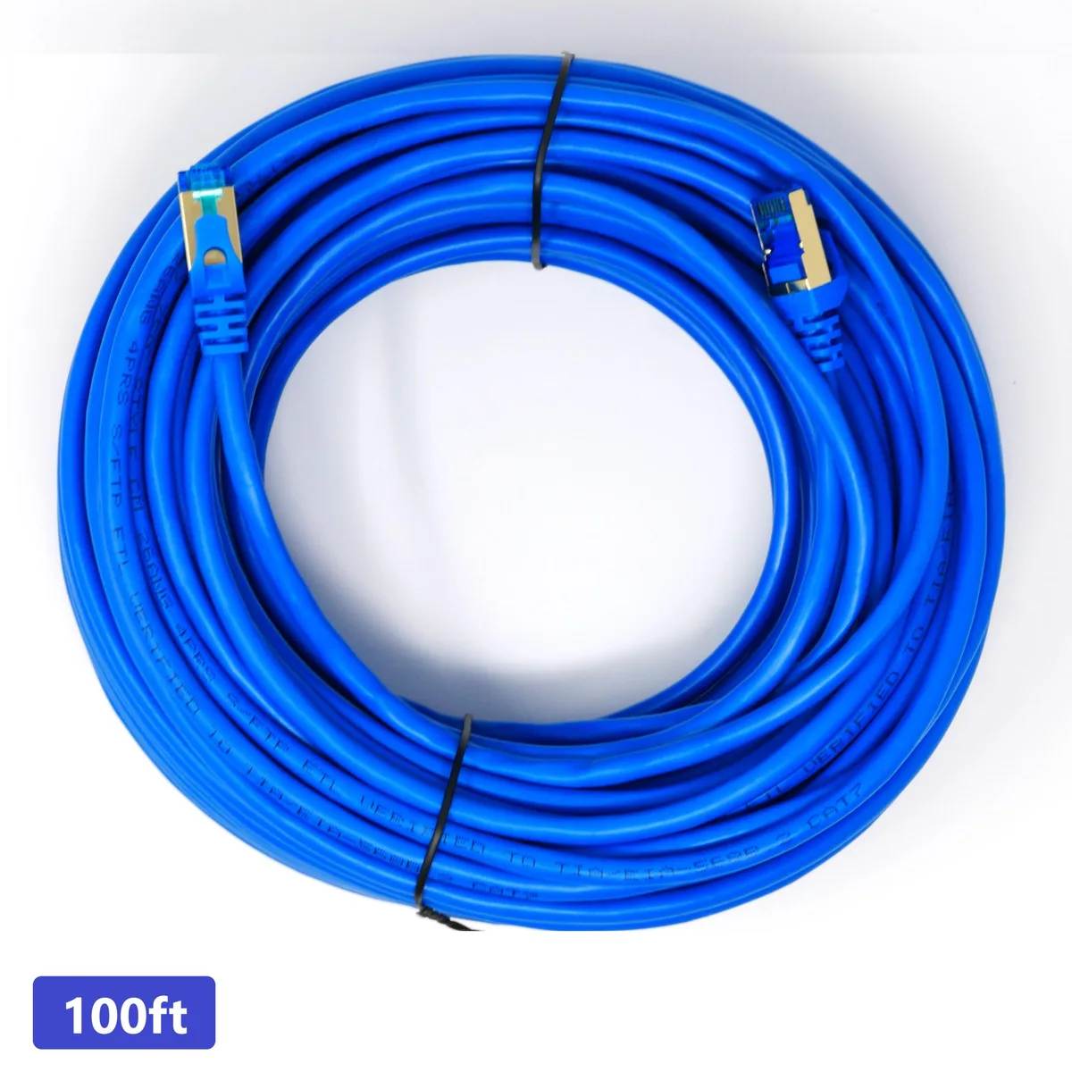 QualGear QualGear QG-CAT7R-1FT-BLK Cat 7 Network Ethernet Cable 100 ft Blue Round Shielded — product photo