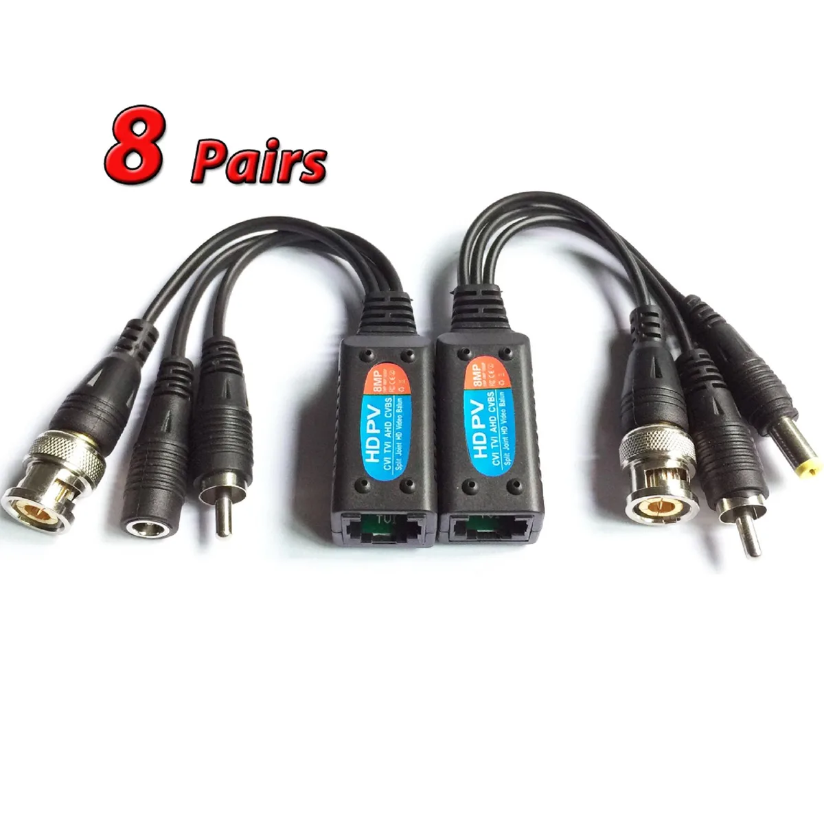 Evertech USA Evertech USA 8MP HD-CVI AHD TVI Analog Passive Video Audio Power Balun Transmitter (8 Pairs) — product photo
