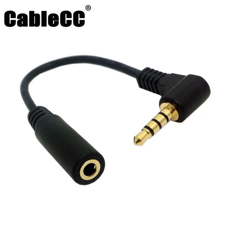 Cablecc Cablecc 3.5mm 4-pole 90° Male to Female Extension Cable 10cm Black — product photo