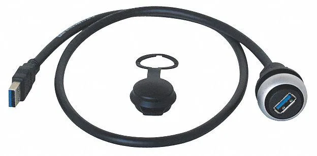 Eaton 22 mm USB socket, black metal body