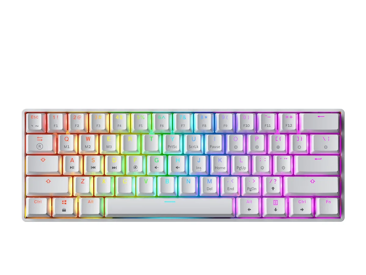 Redragon GK61s 61-key mechanical gaming keyboard (Gateron Black, White) — product photo