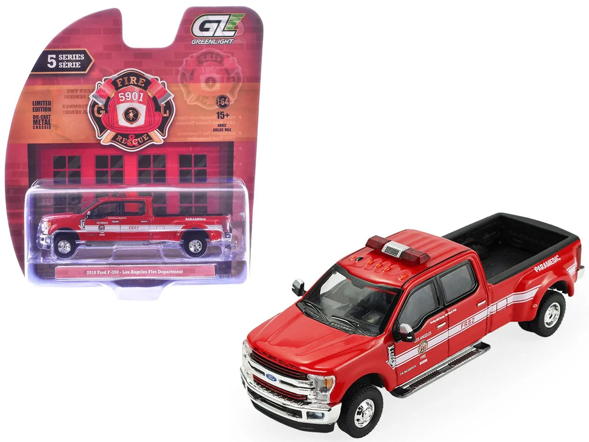 GREENLIGHT GREENLIGHT 2018 Ford F-350 LAFD Fire &amp; Rescue Series #5 1/64 Diecast — product photo
