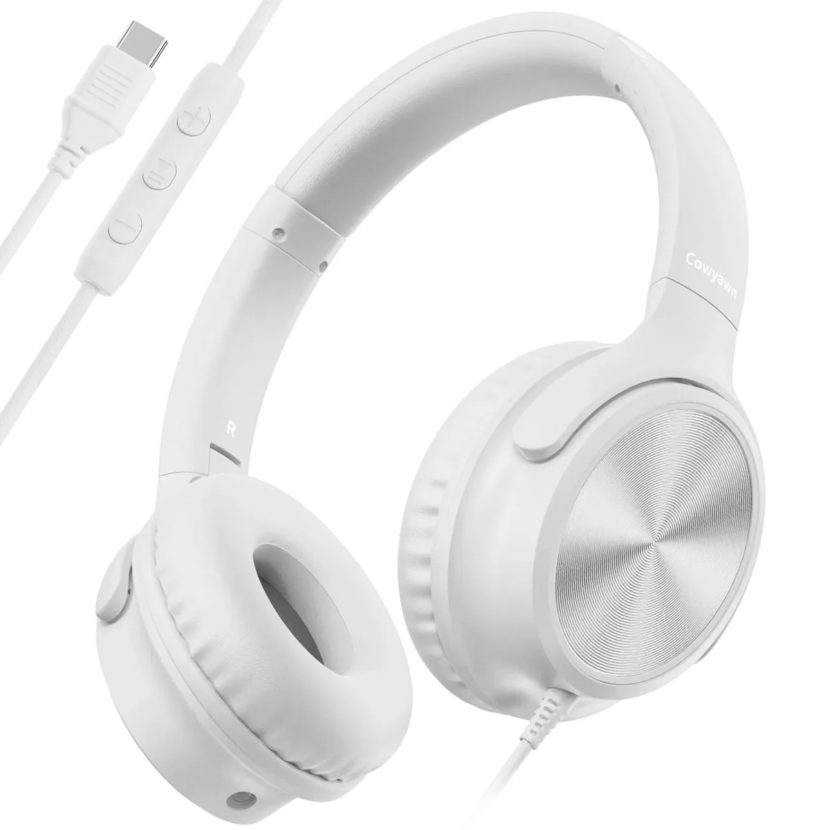 Cowyawn USB-C Over-Ear Headphones White 40mm 32Ω 0.25kg — product photo