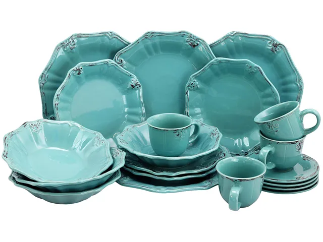 Elama Elama ELM-FLEURDELYS-TURQUOISE 20-piece stoneware dinnerware set — product photo