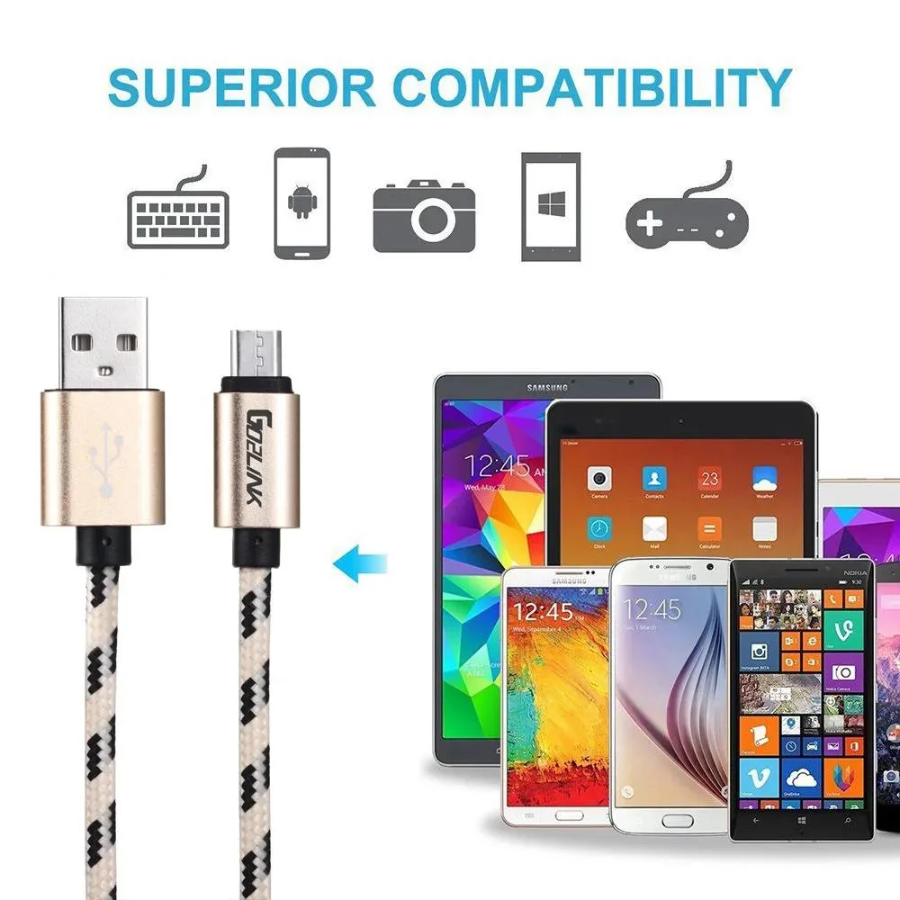 Two-metre Micro USB 3.0 cable with woven nylon jacket