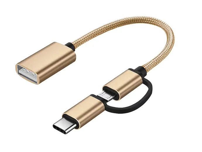 Corn Electronics Corn Electronics 2-in-1 USB C/Micro to USB 3.0 Adapter Gold — product photo