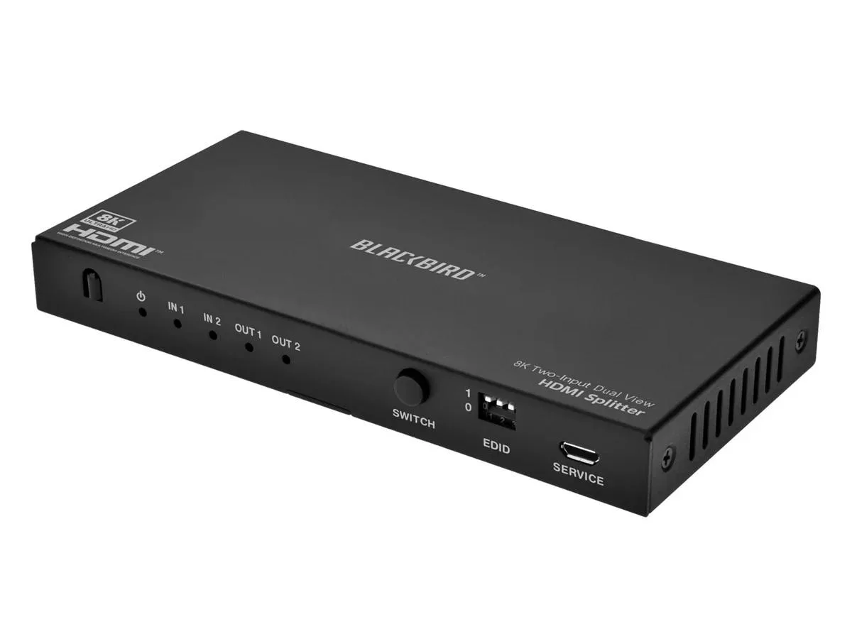 Monoprice Inc. Monoprice 144086 Blackbird 8K Splitter/Switch 1x2 2x1 40Gbps HDMI 2.1 HDCP 2.3 — product photo