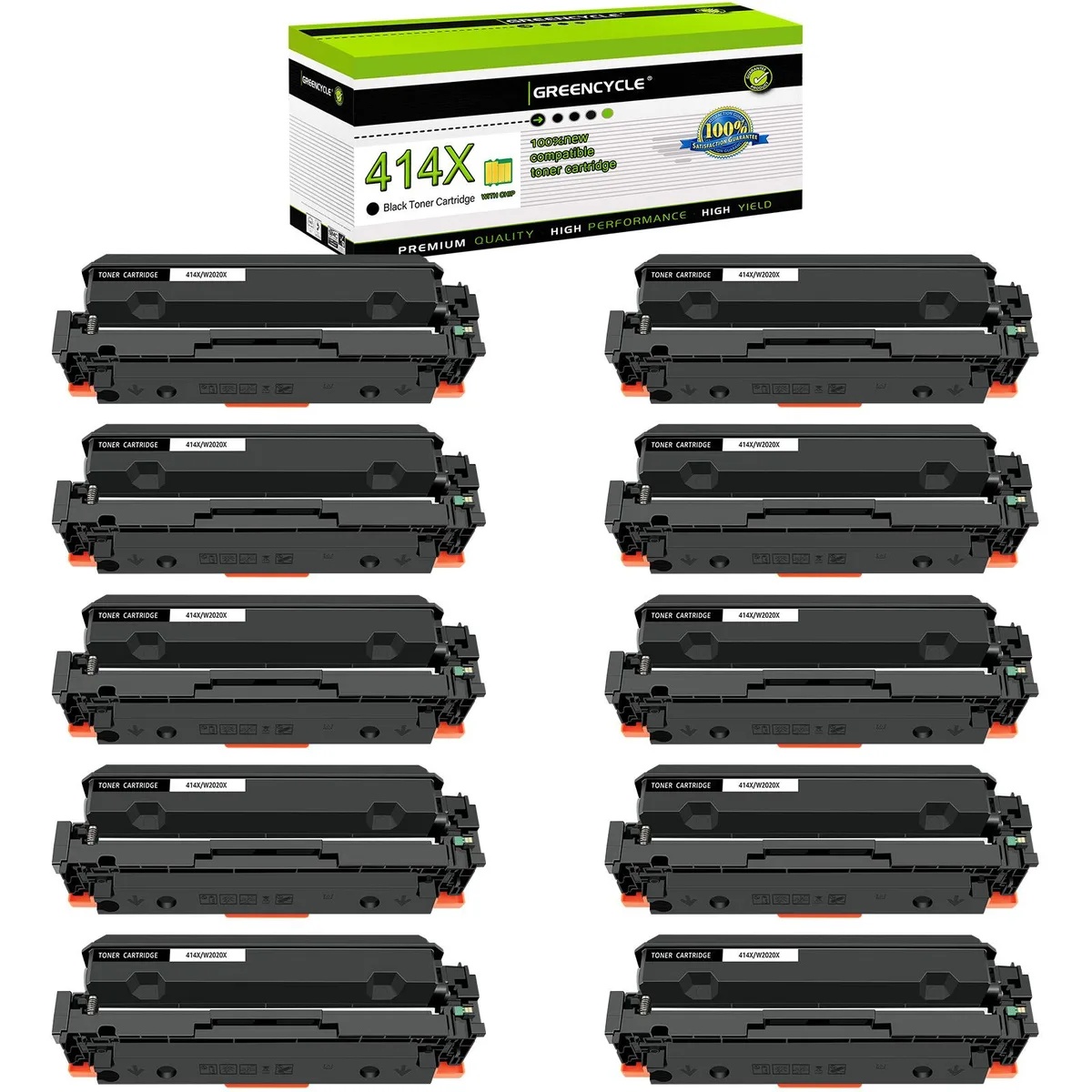 GREENCYCLE GREENCYCLE 10 Pack 414X W2020X Black Toner Cartridge — product photo