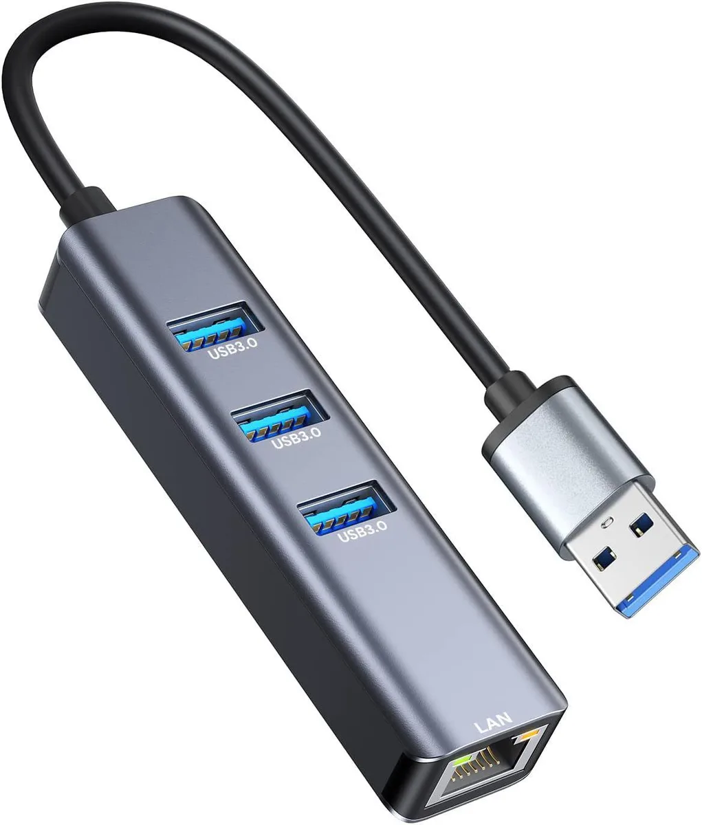 WRIARICH WRIARICH 4-in-1 USB 3.0 to Gigabit Ethernet Adapter with Thunderbolt 3 — product photo