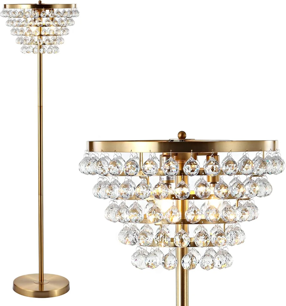TUKO TUKO Jemma 60" Crystal/Metal LED Floor Lamp Brass Gold/Clear — product photo