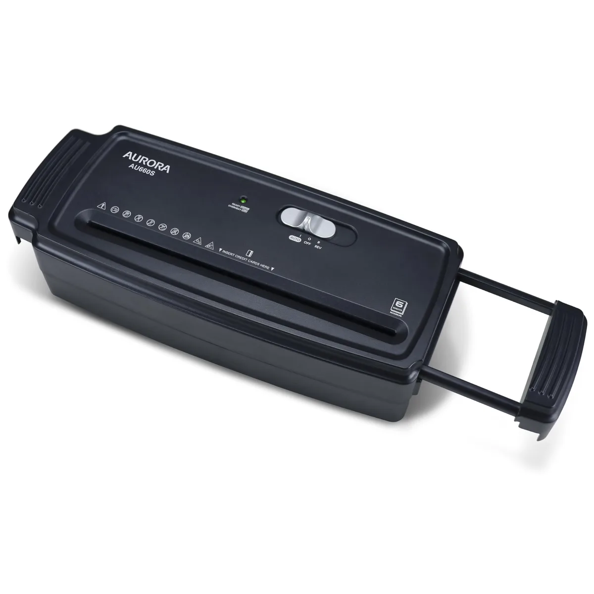  Aurora AU660S 6-Sheet Strip Cut Shredder 15" Arm — product photo