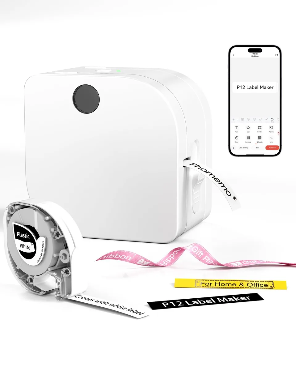 Phomemo P12 Bluetooth label printer 12 mm tape 180 g — product photo