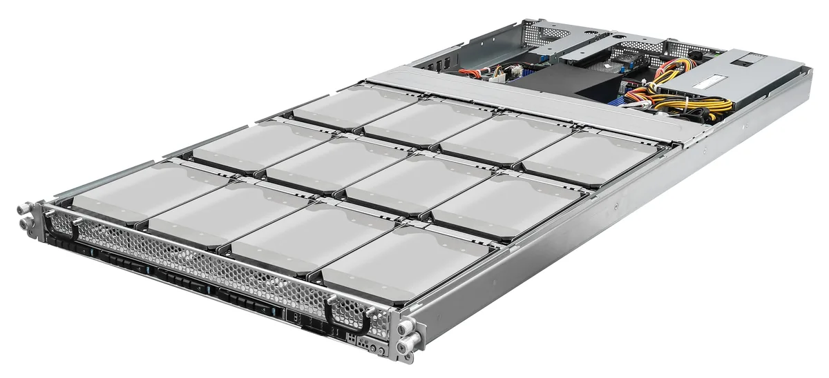 ASRock Rack ASRock Rack 1U12L4E-GENOA/2Q barebone server 12×3.5″ SATA 4×2.5″ NVMe dual SFP28 25GbE — product photo