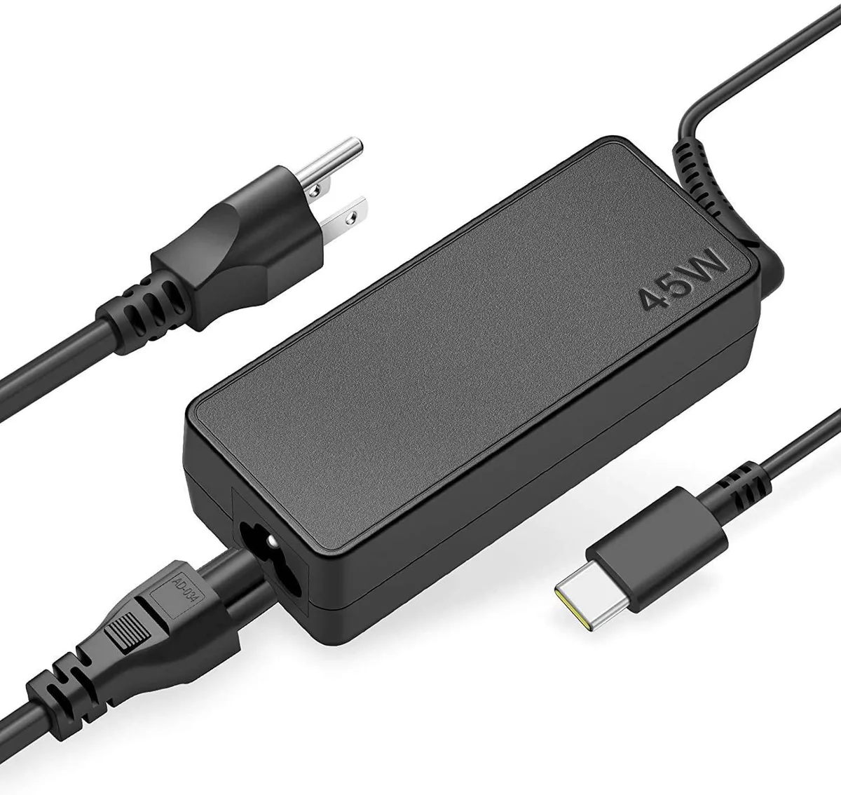White rectangular USB-C power adapter with detachable AC cord