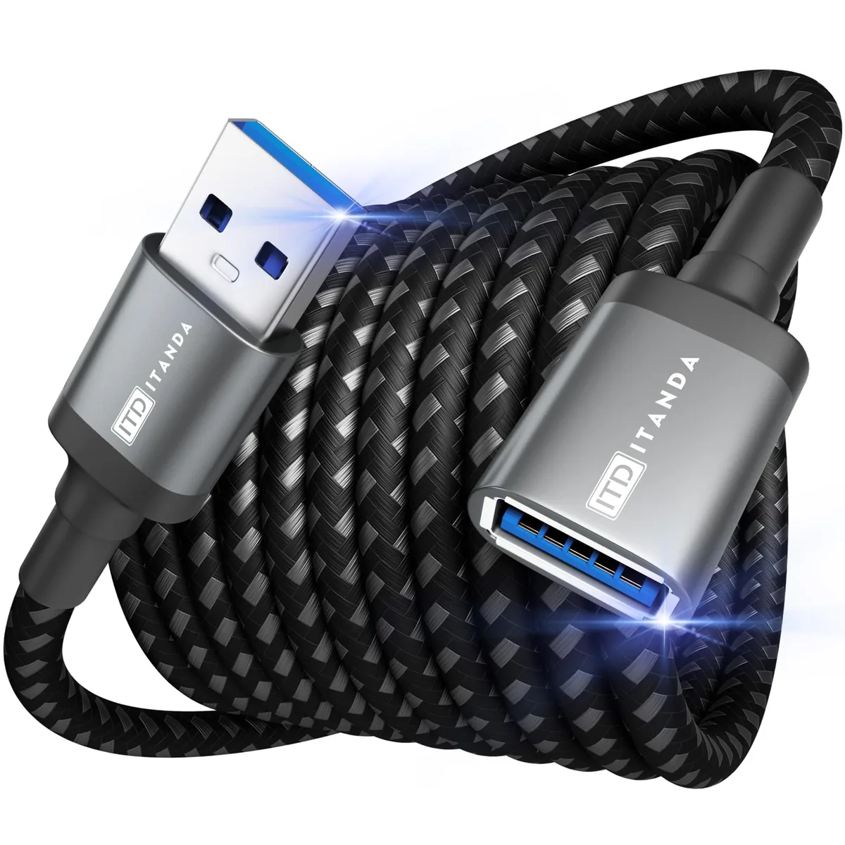 No Sew No Sew USB 3.0 Extension Cable Type A Male to Female 10 ft Grey 5 Gbps — product photo