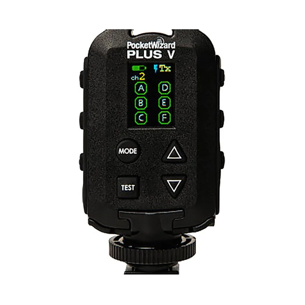 Compact rectangular transceiver with OLED screen, soft buttons, removable foot and USB-C port