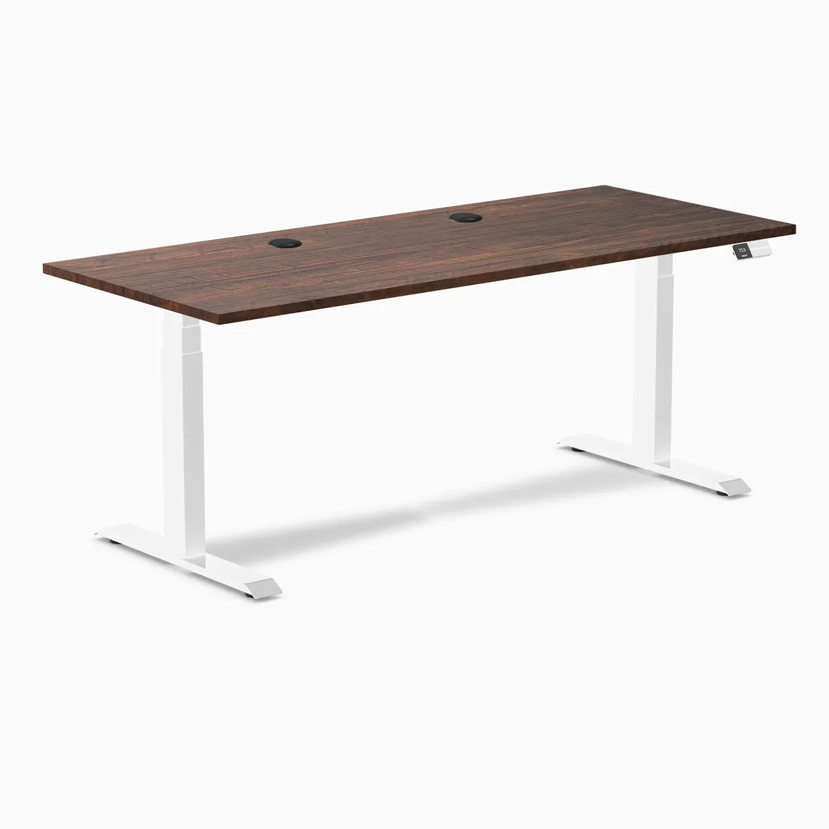 Desky Desky Dual Softwood Sit Stand Desk American Rustic Pine 72 x 30 inches with Grommets White office furniture — product photo
