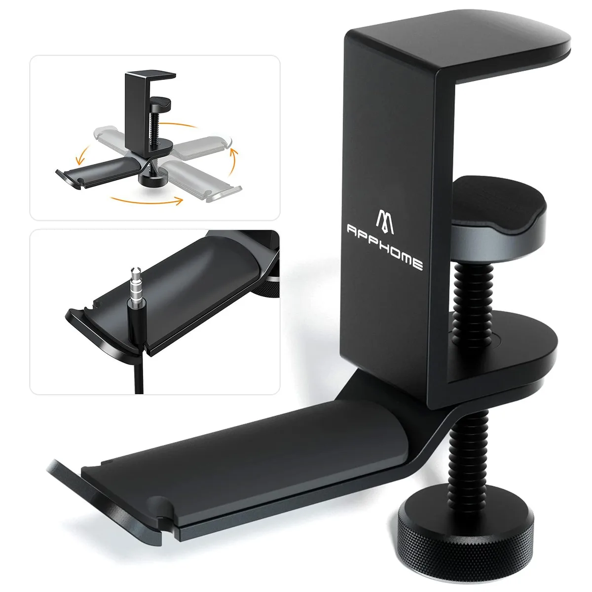  Avid US1-APH-15BK Under Desk Headphone Stand 360° Rotating Aluminum Clamp — product photo