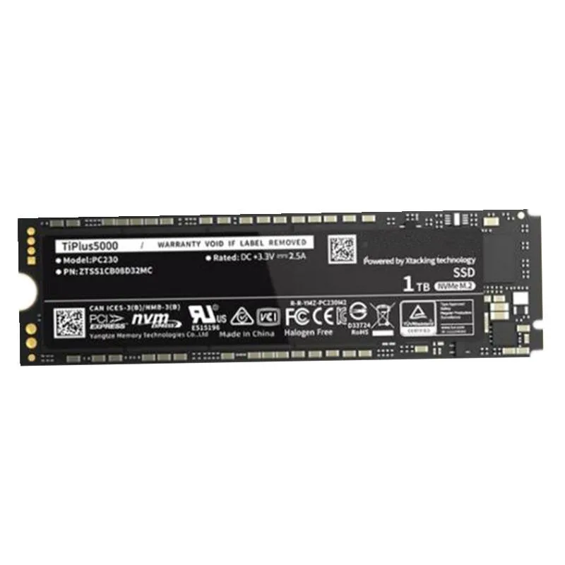 Green rectangular M.2 2280 SSD with black label and gold edge connector