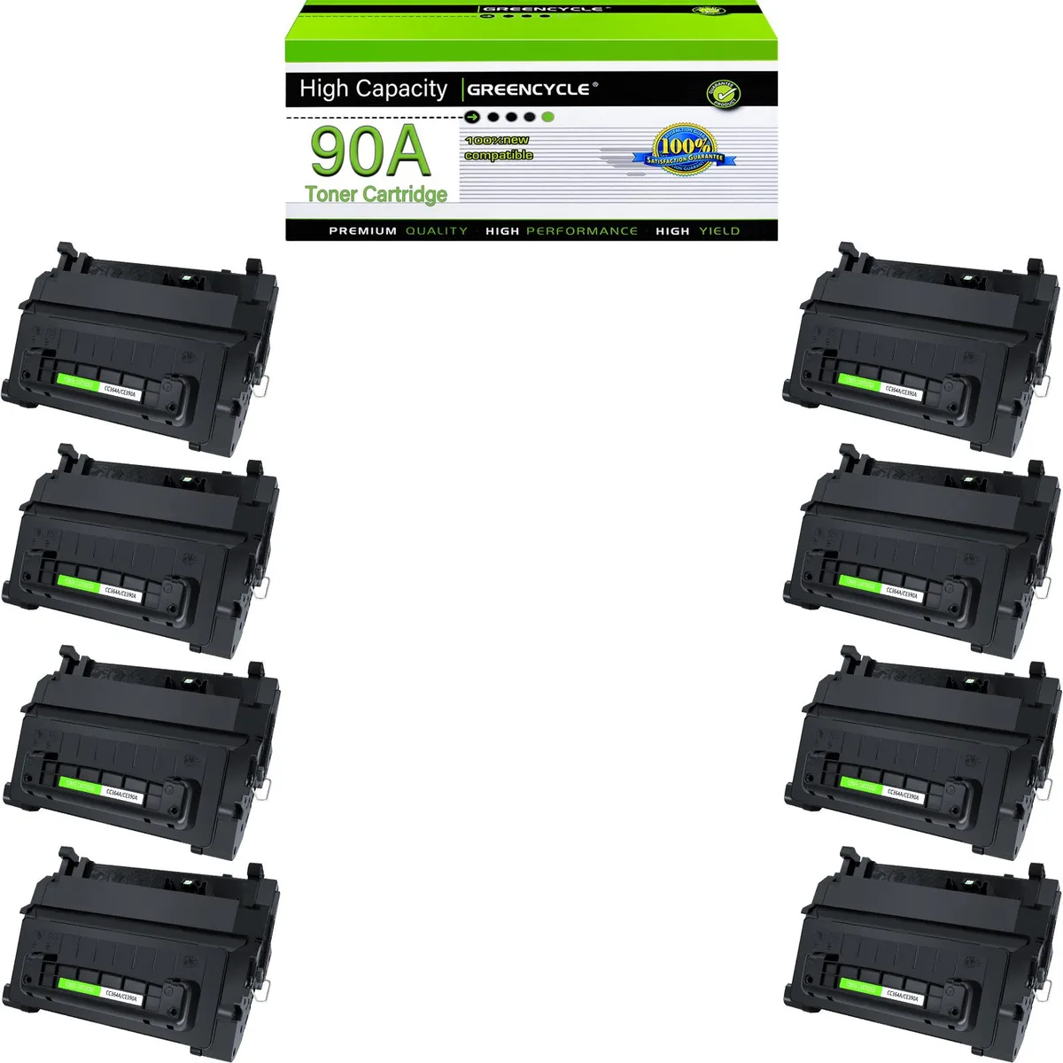 GREENCYCLE GREENCYCLE CE390A 90A Black Toner Cartridge 8 Pack 10000 Pages — product photo