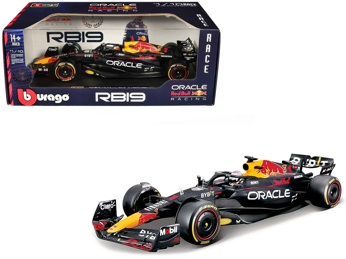 BBURAGO BBURAGO Red Bull Racing RB19 #1 Oracle Champion 2023 Race Series 1/18 Diecast Car — product photo