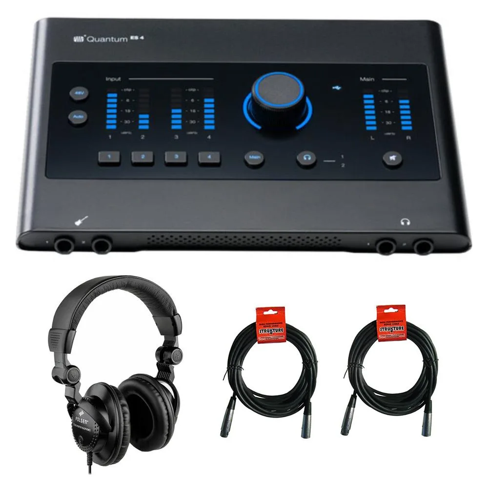 Presonus PreSonus Quantum ES 4 USB-C Audio Interface Bundle with Polsen HPC-A30 Headphones and XLR Cables — product photo