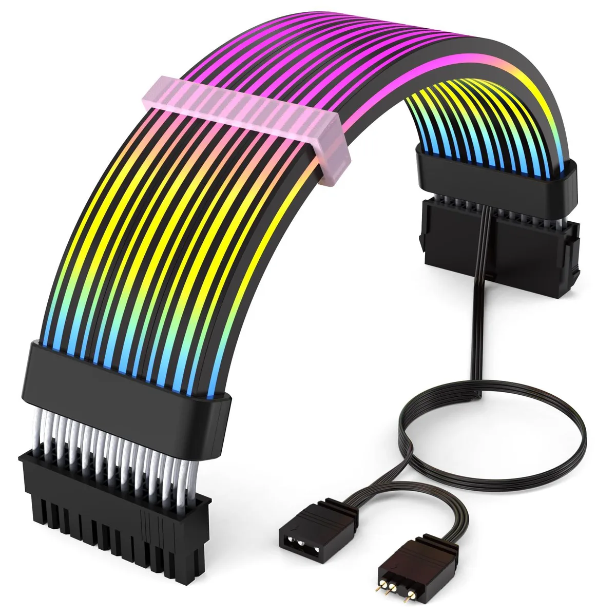  Sirlyr 24 Pin RGB Cable Extension 345cm 120 LEDs 5V 3Pin ARGB Black — product photo