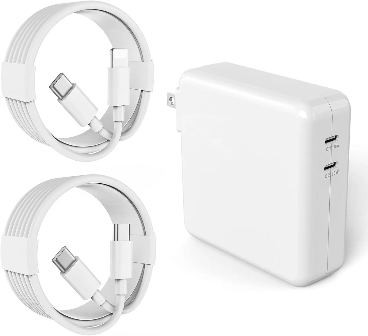 FORIDA FORIDA 138W 2-Port USB-C AC Adapter with Cables — product photo