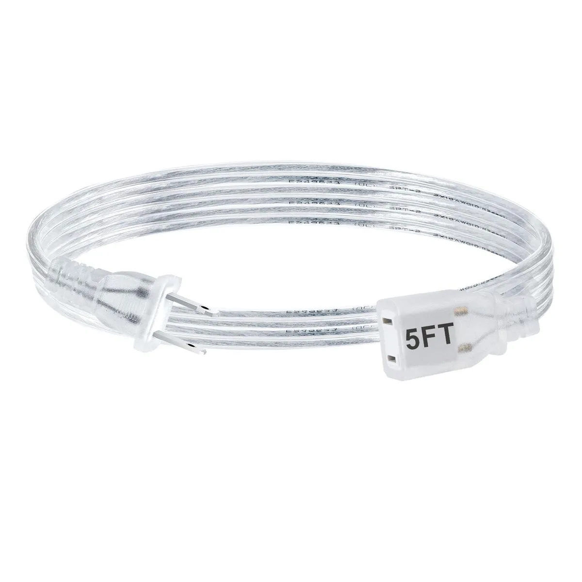  Rkoyes Clear Power Extension Cord 5 ft 18 AWG 250V 7.5A — product photo