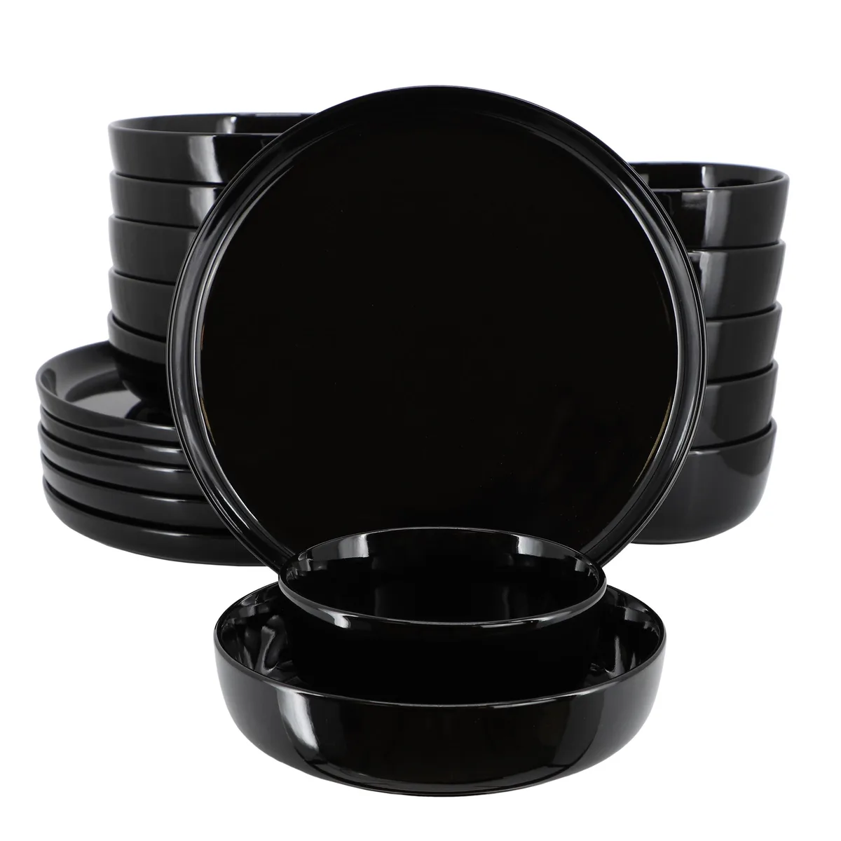 Elama Elama 510122049M 18 Piece Porcelain Dinnerware Set Black — product photo