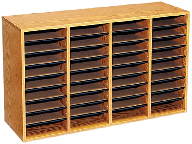 Safco Products Safco Products 9424MO Literature Sorter 36 Sections 39.4 x 11.8 x 24 Medium Oak — product photo