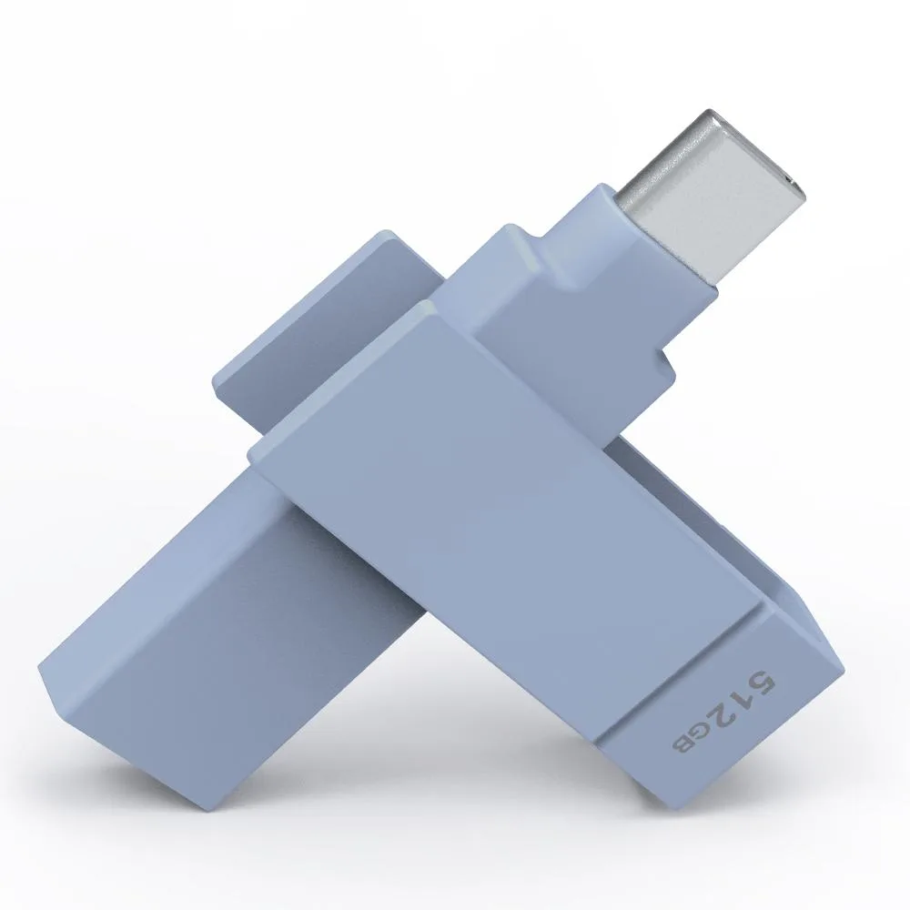 PIODATA PIODATA iXflash 512GB USB 3.2 Gen 1 USB Type A & USB Type C USB flash drive Morandi Blue — product photo