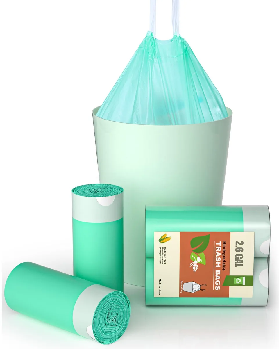 AYOTEE 2.6 Gallon Compostable Drawstring Trash Bags 50 Count — product photo