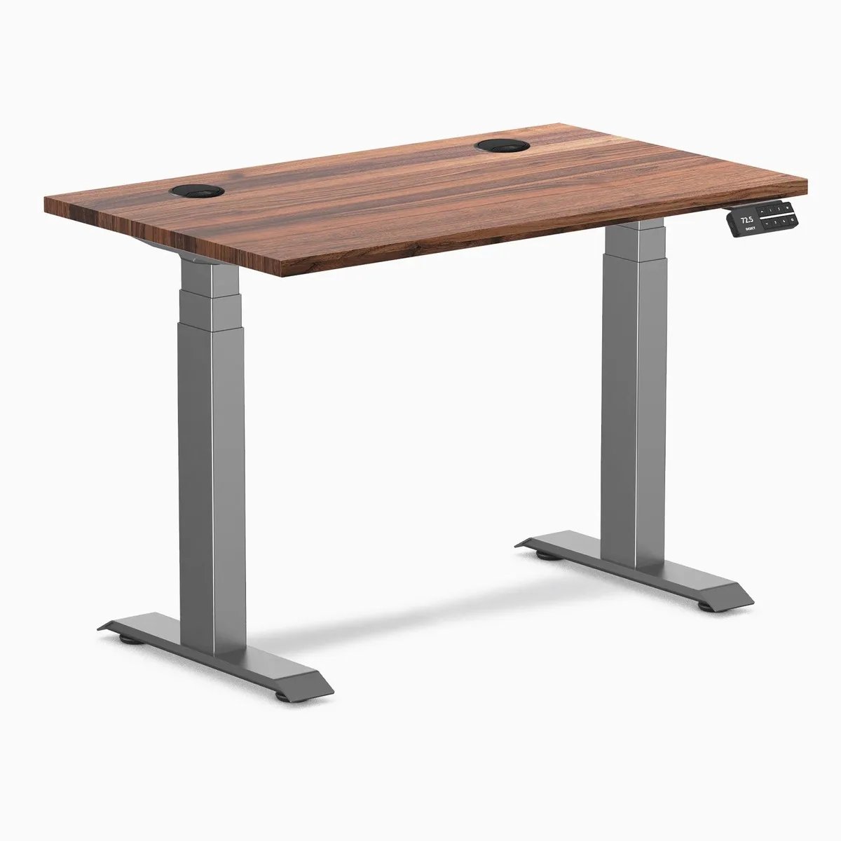 Desky Desky Dual Mini Hardwood Sit Stand Desk Walnut Space Gray 32 x 20 in — product photo