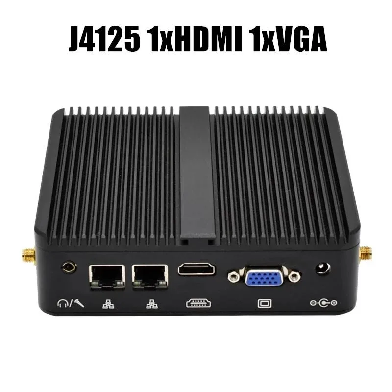 Hetai Tech Hetai Tech J4125 barebone mini PC 1×VGA 2×LAN 2×COM no RAM no SSD no WiFi — product photo