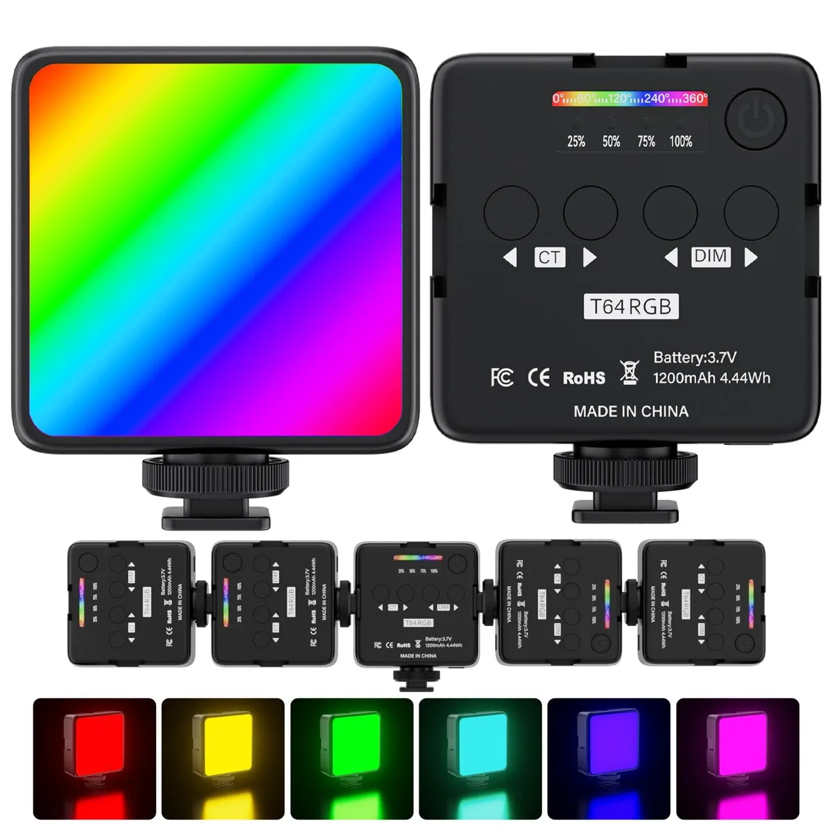  LOUERN HYPL002 RGB Video Light 65LED CRI95+ 2500-9000K 359° Hue 20 Scenes USB-C 3 Cold Shoe — product photo