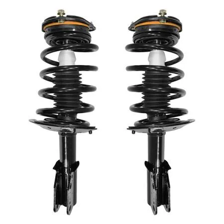 Unity front strut assembly kit, two silver coil-over units with springs and mounts