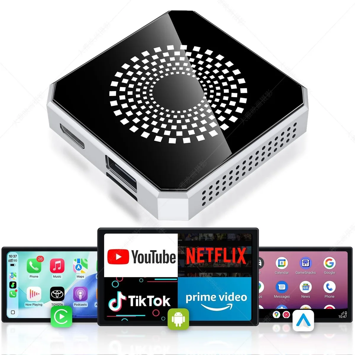 Small black rectangular streaming box with HDMI and USB ports