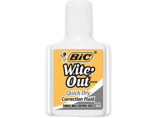 BIC BIC WOFQDP1WHI Wite-Out Correction Fluid .7 fl oz Foam Brush 6000 insertions — product photo