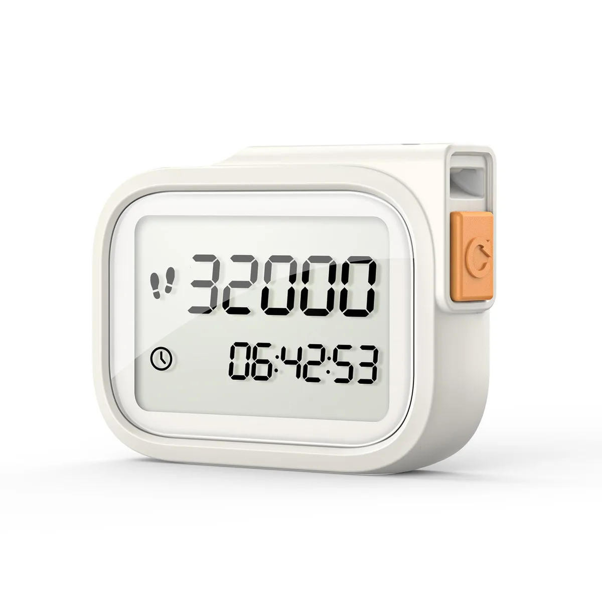 GOMMIN 3D Pedometer White 1.5" 10-step calibration — product photo