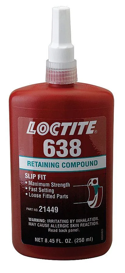 Green liquid retaining compound in a white 8.5 fl oz bottle with red cap
